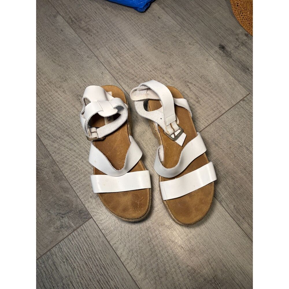 White Ankle Strap Espadrille Platform Chunky Heel Sandals